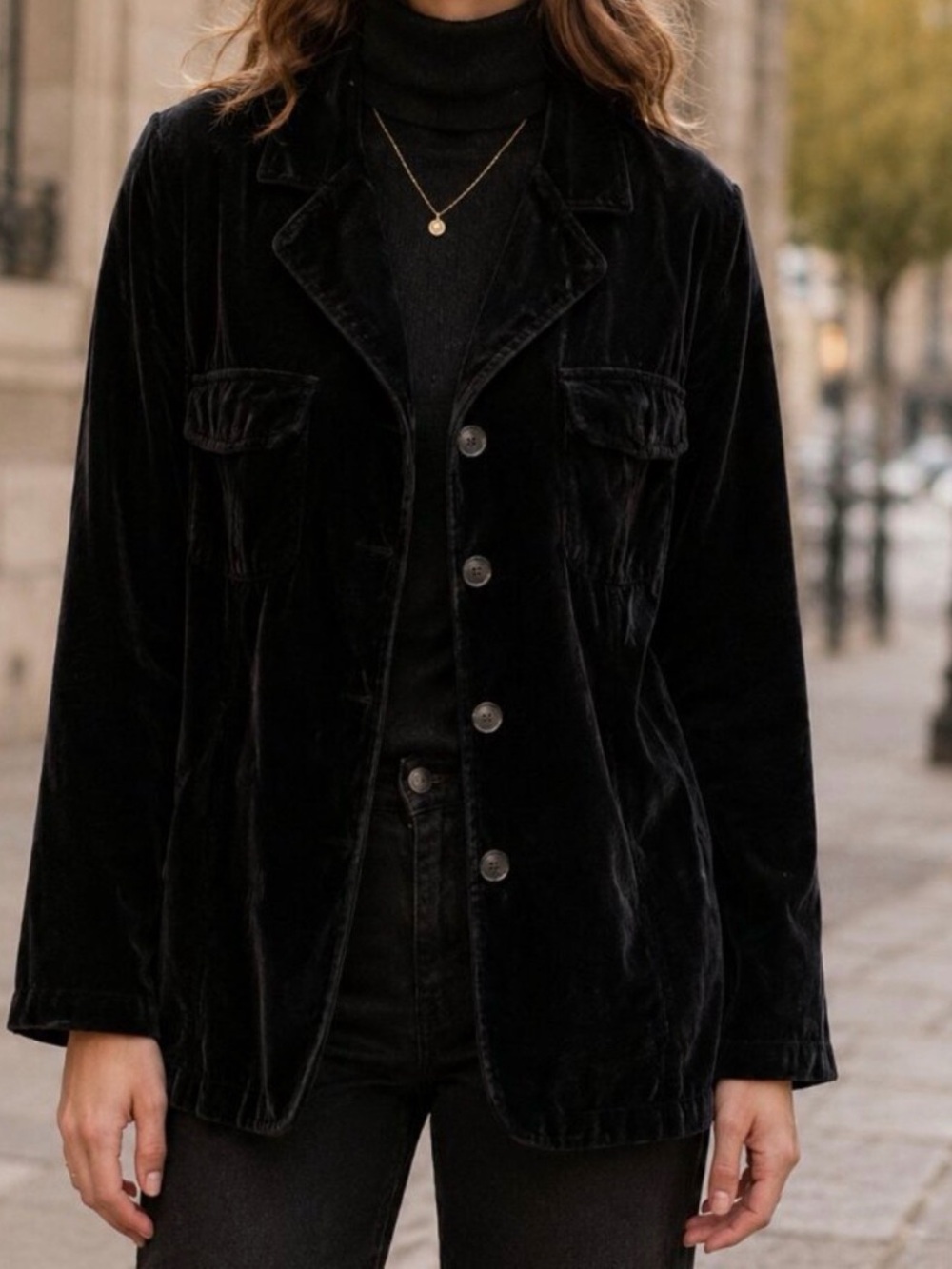 J. Jill NWT 100% cotton Black Corduroy Blazer Jacket - 4 Button office siren